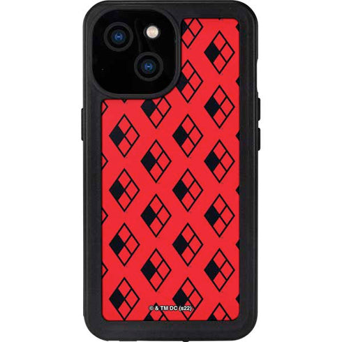 DC Comics Harley Quinn Logo Pattern iPhone 15 Waterproof Case